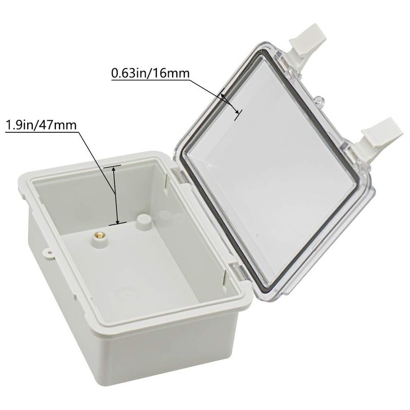 Zulkit Junction Box ABS Plastic Dustproof Waterproof IP65 Electrical Boxes Hinged Shell Outdoor Universal Project Enclosure Clear Cover with 2 Cable Glands 5.9 x 3.9 x 2.8 inch (150x100x70 mm) - Image 4